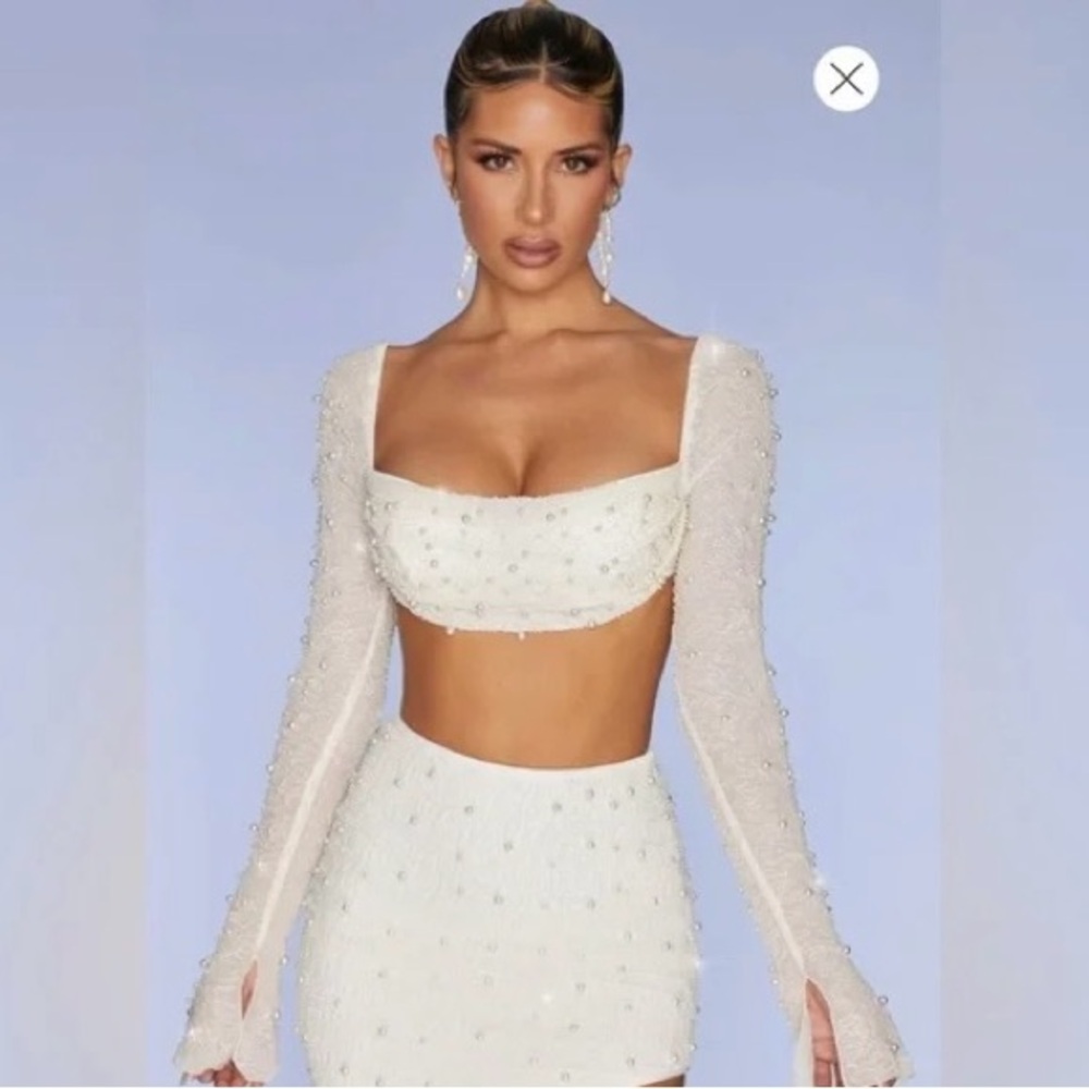 Oh Polly Cream Beaded Bra Top